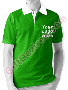 Designer Emerald Green and White Color T Shirts With Company Logo